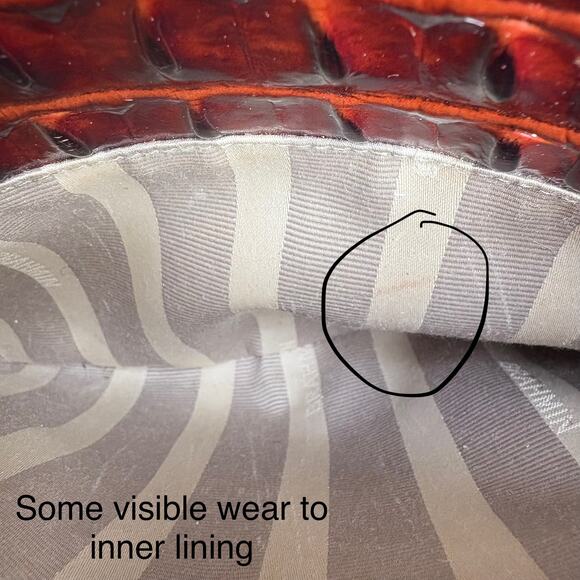 Brahmin Purse Melbourne Crossbody Pecan Cream Small Croc Embossed Leather Bag - Picture 12 of 16